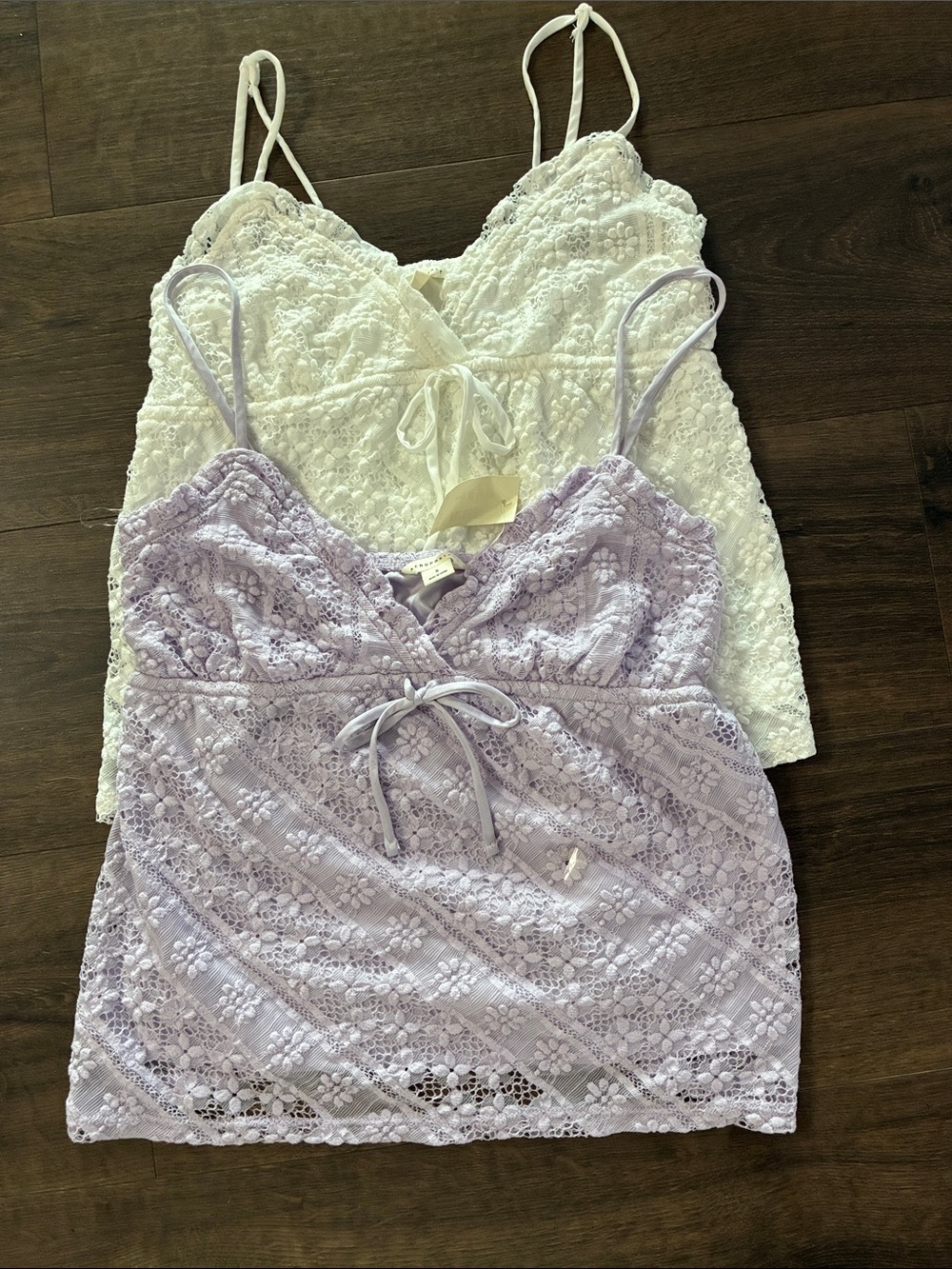 Aeropostale Lace Cami Tank Tops – White & Lavender
